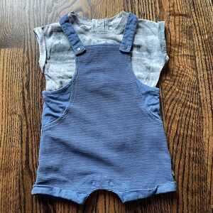 Kidding Around Baby Boy Shorty Overall Outfit Set (12M)